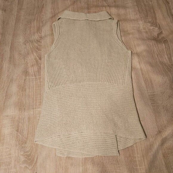 Chicos Size 2 Us Large Womens Sweater Vest Snap Front Cream Color Wool Blend - Picture 4 of 8